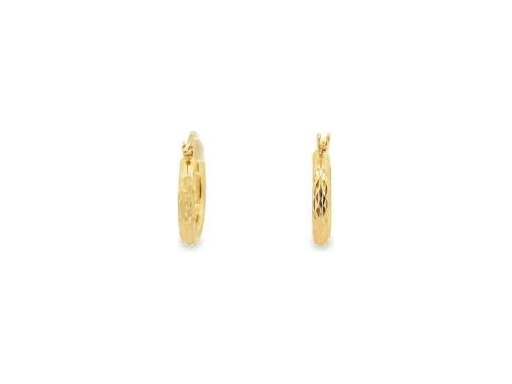 18K Yellow Gold 0.5-Inch Diamond-Cut Hoop Earrings